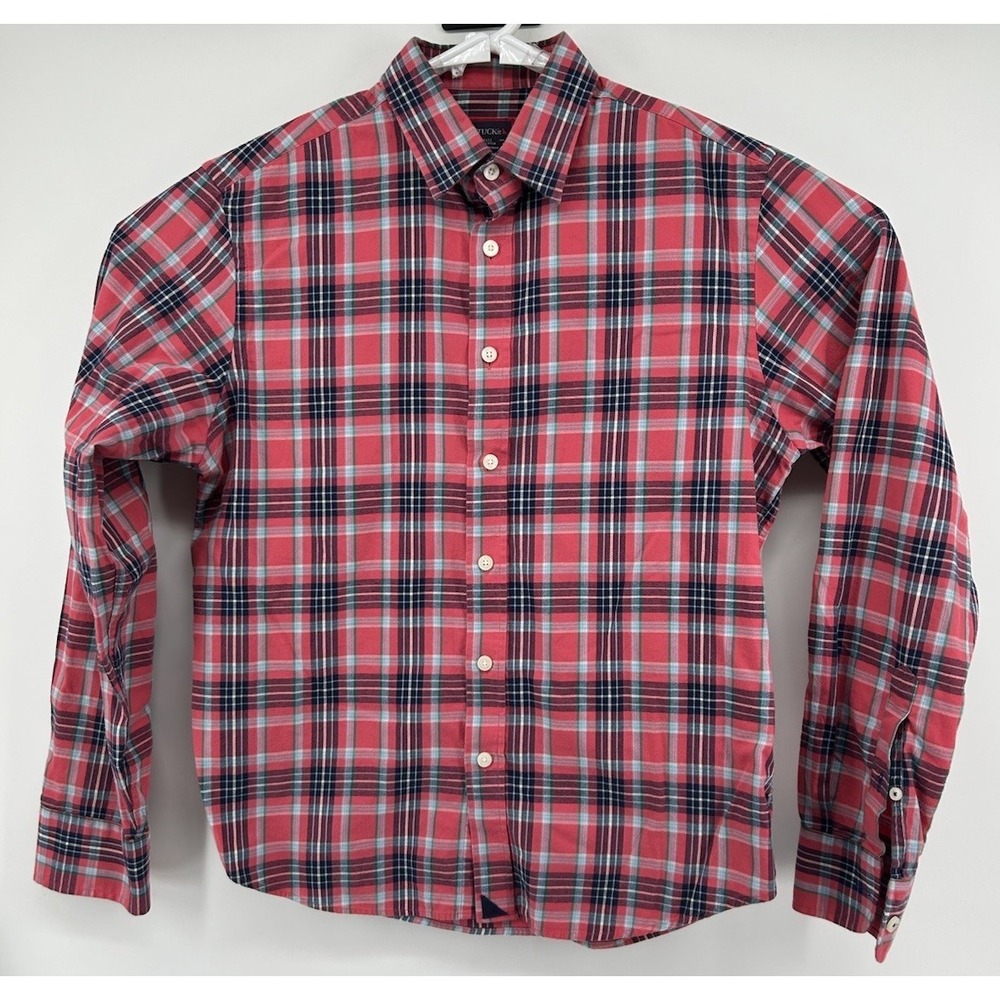 Untuckit 100% Cotton Long Sleeve Button Down Shirt Pink Plaid Men's Small